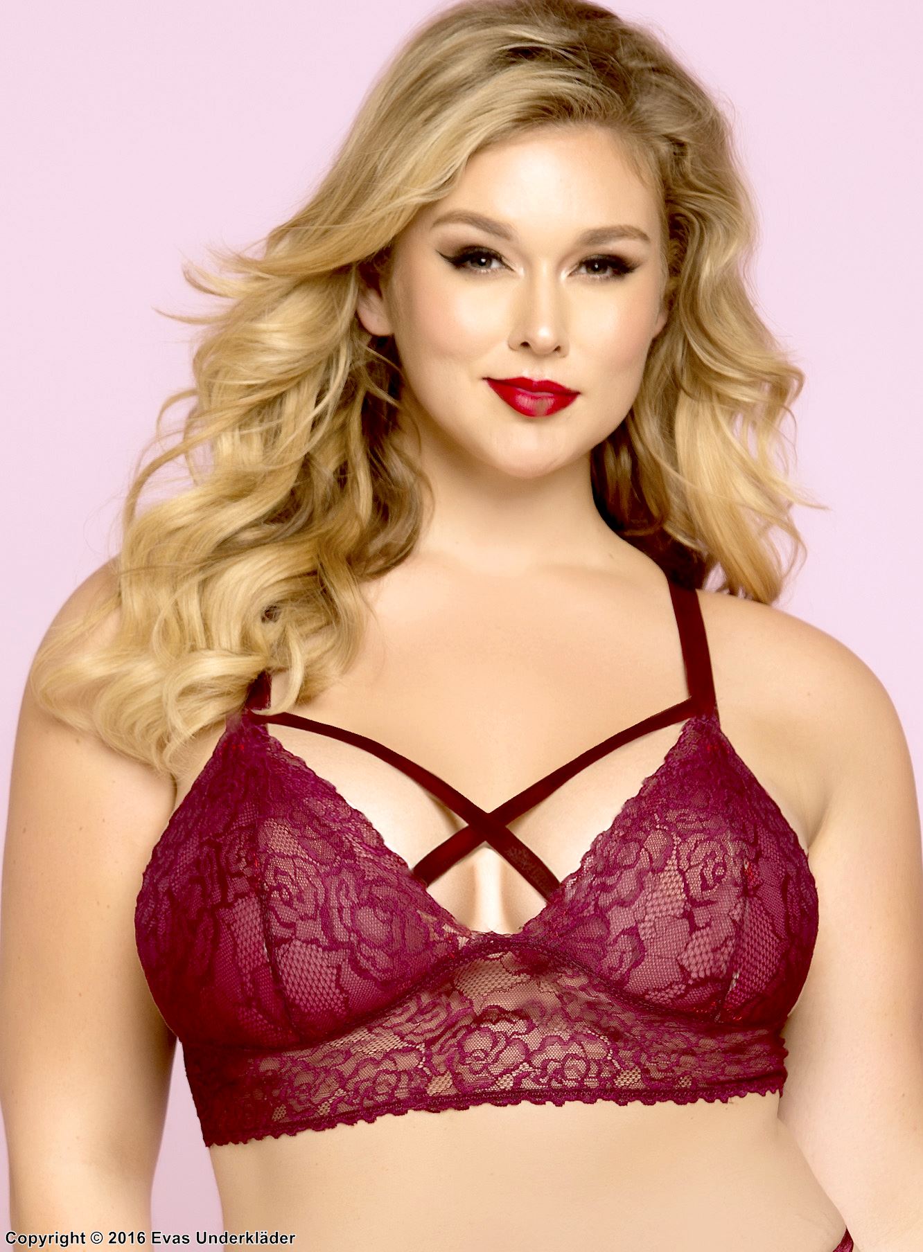 Verführerische Bralette, weiche Spitze, gekreuzte Bänder, Plus Size